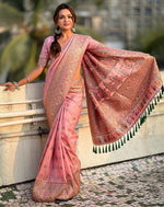 Beauteous Pink Color Pashmina Fabric Partywear Saree