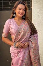 Beauteous Pink Color Pashmina Fabric Partywear Saree