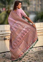 Beauteous Pink Color Pashmina Fabric Partywear Saree