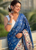 Beauteous Blue Color Silk Fabric Casual Saree