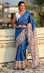 Beauteous Blue Color Silk Fabric Casual Saree