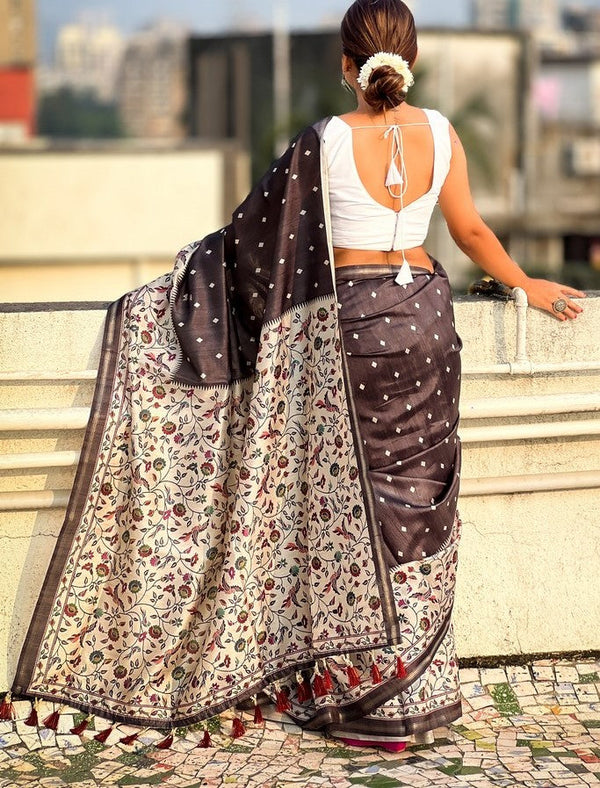 Beauteous Black Color Silk Fabric Casual Saree