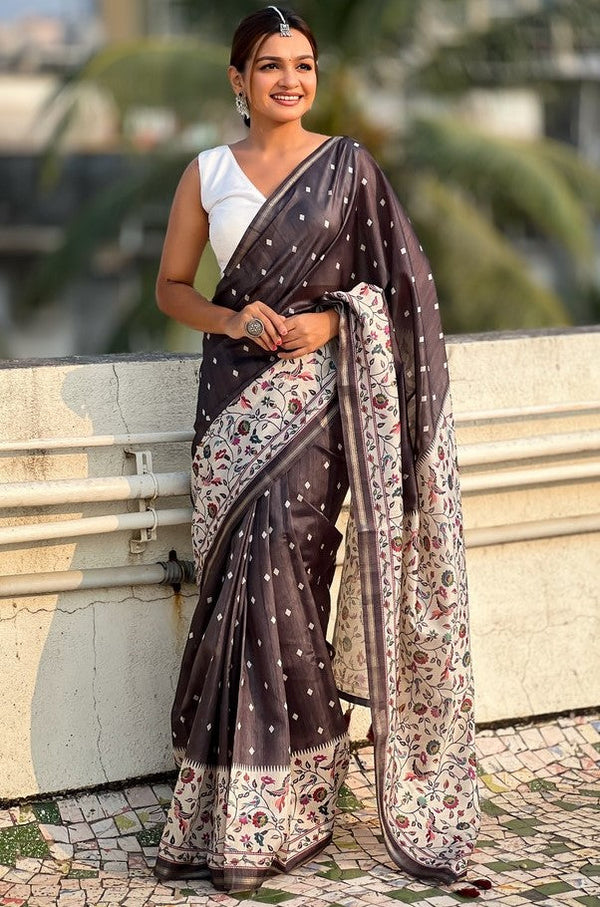 Beauteous Black Color Silk Fabric Casual Saree