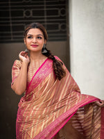 Ideal Pink Color Tissue Fabric Partywear Saree