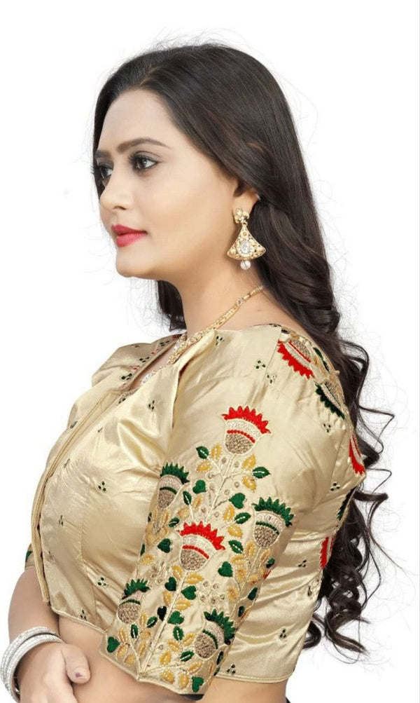 Lovely Beige Color Silk Fabric Blouse