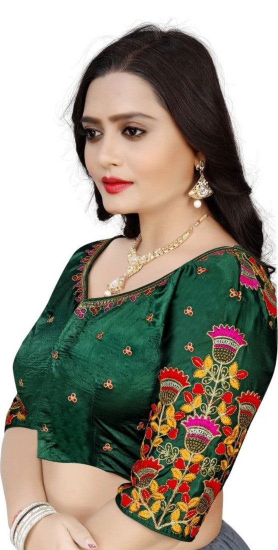 Lovely Green Color Silk Fabric Blouse