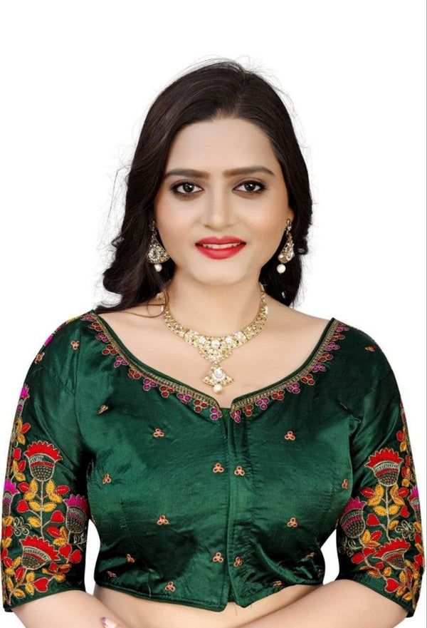 Lovely Green Color Silk Fabric Blouse