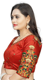 Lovely Red Color Silk Fabric Blouse