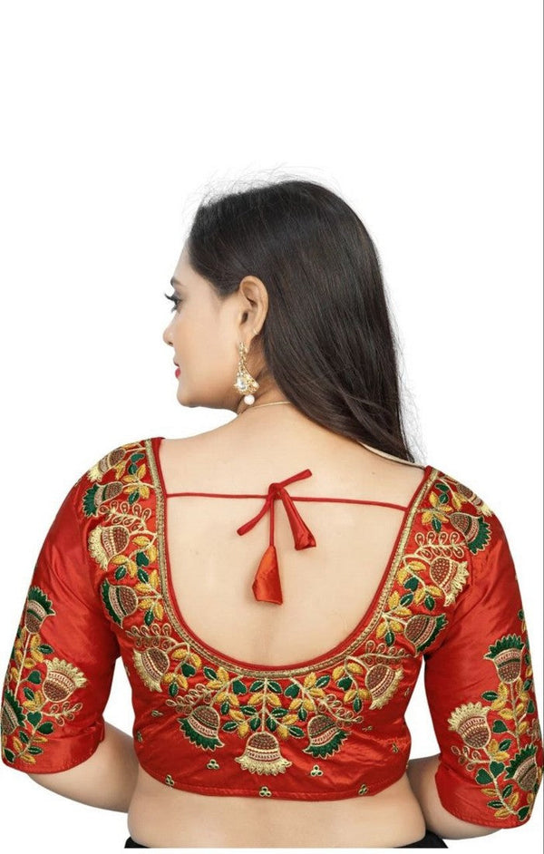 Lovely Red Color Silk Fabric Blouse