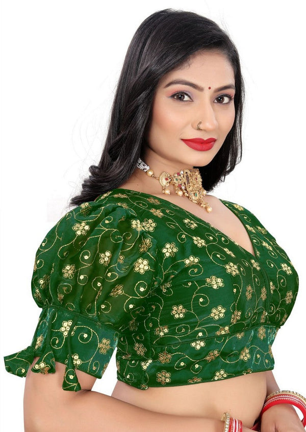 Lovely Green Color Jimmy Fabric Blouse