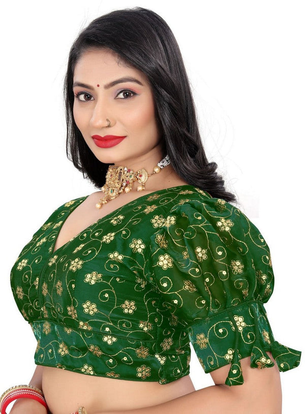 Lovely Green Color Jimmy Fabric Blouse