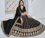 Lovely Black Color Art Silk Fabric Party Wear Lehenga