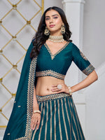 Lovely Teal Color Art Silk Fabric Party Wear Lehenga