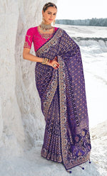 Beauteous Purple Color Georgette Fabric Partywear Saree