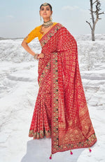 Beauteous Red Color Georgette Fabric Partywear Saree