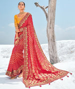 Beauteous Red Color Georgette Fabric Partywear Saree