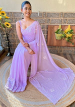 Beauteous Purple Color Georgette Fabric Partwear Saree