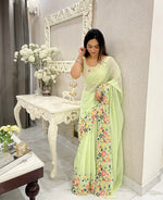 Beauteous Green Color Shimmer Fabric Designer Saree