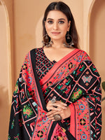 Dazzling Black Color Pashmina Fabric Casual Saree With Shawl