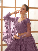 Beautiful Purple Color Net Fabric Party Wear Lehenga