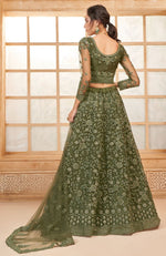 Beautiful Green Color Net Fabric Party Wear Lehenga