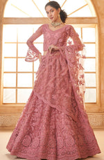 Beautiful Pink Color Net Fabric Party Wear Lehenga