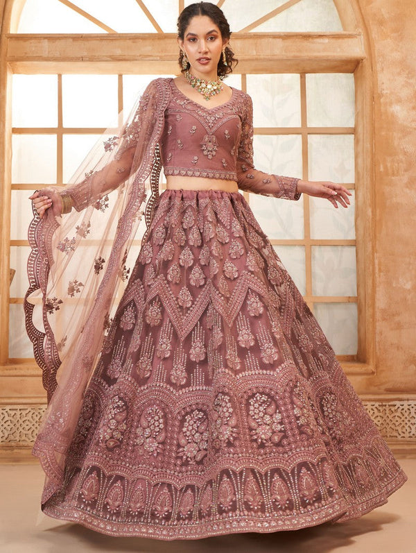 Beautiful Pink Color Net Fabric Party Wear Lehenga