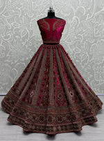 Magnetic Magenta Color Velvet Fabric Bridal Lehenga