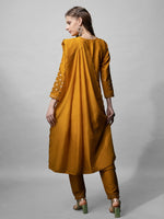 Divine Mustard Color Cotton Fabric Designer Suit