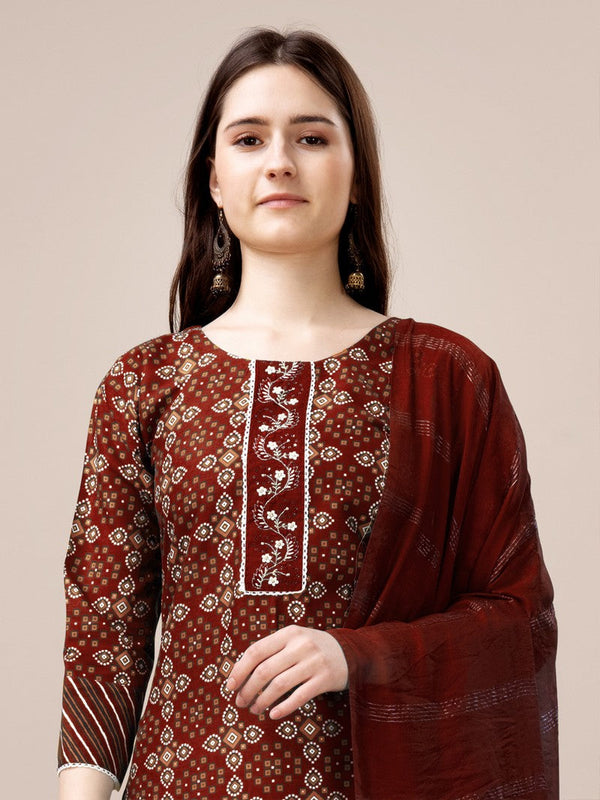 Divine Maroon Color Rayon Fabric Casual Suit