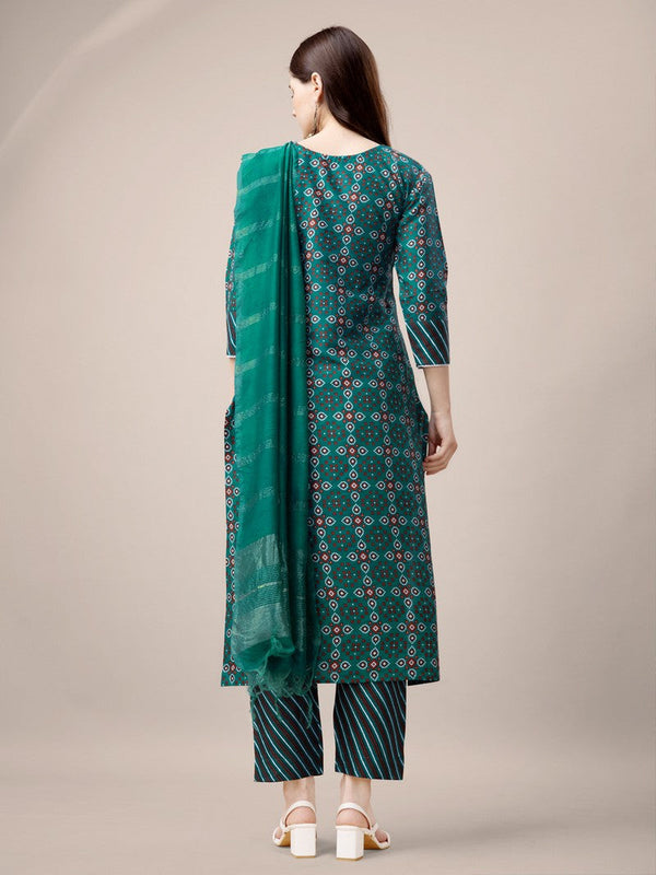 Divine Teal Color Rayon Fabric Casual Suit