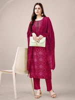 Divine Pink Color Rayon Fabric Casual Suit