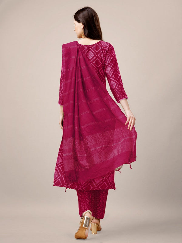 Divine Pink Color Rayon Fabric Casual Suit