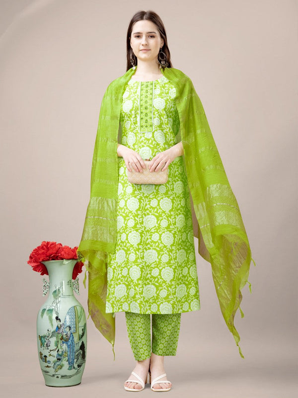 Divine Green Color Rayon Fabric Casual Suit