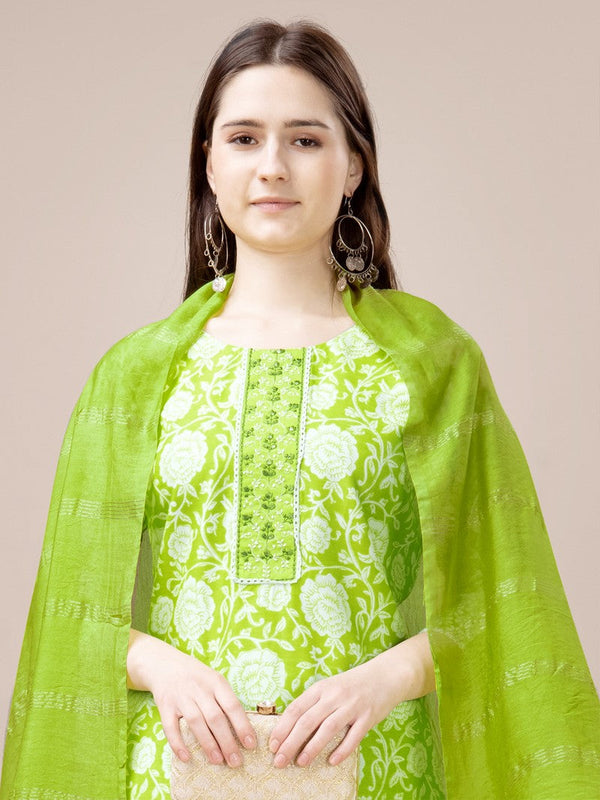 Divine Green Color Rayon Fabric Casual Suit