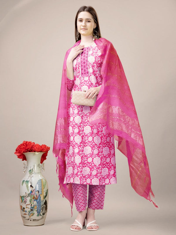 Divine Pink Color Rayon Fabric Casual Suit