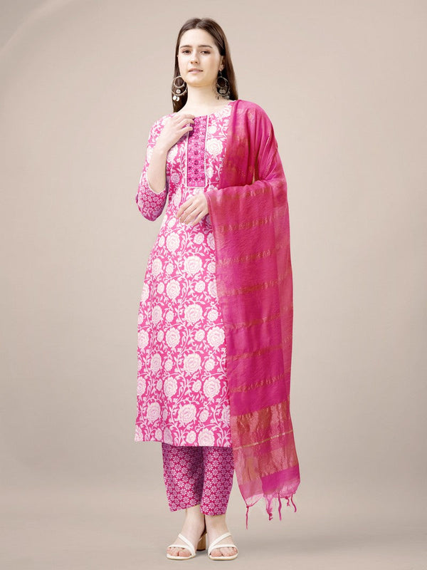 Divine Pink Color Rayon Fabric Casual Suit