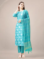 Divine Aqua Color Rayon Fabric Casual Suit