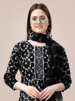 Divine Black Color Rayon Fabric Casual Suit