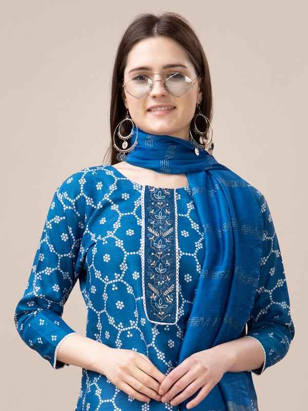 Divine Blue Color Rayon Fabric Casual Suit