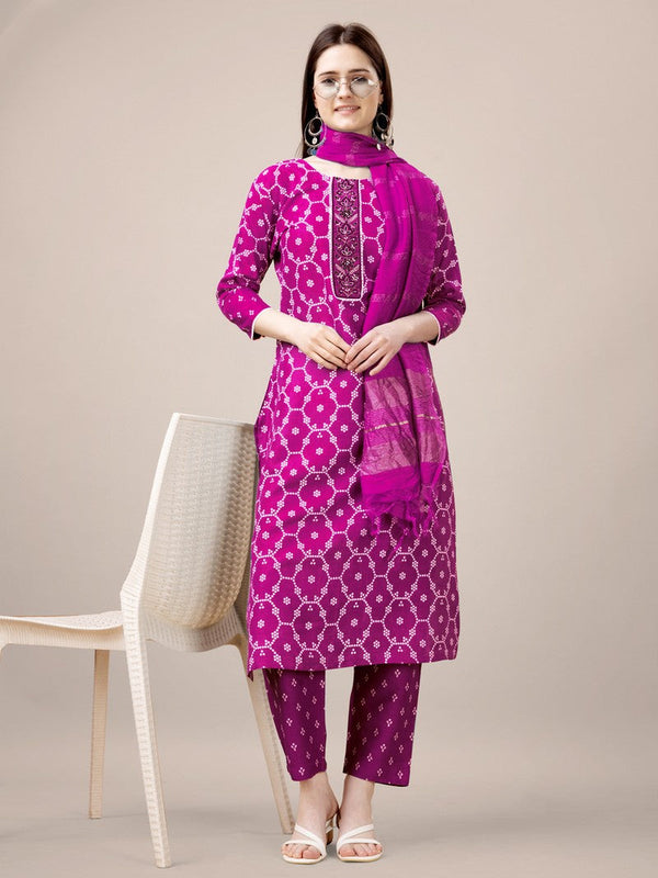 Divine Pink Color Rayon Fabric Casual Suit