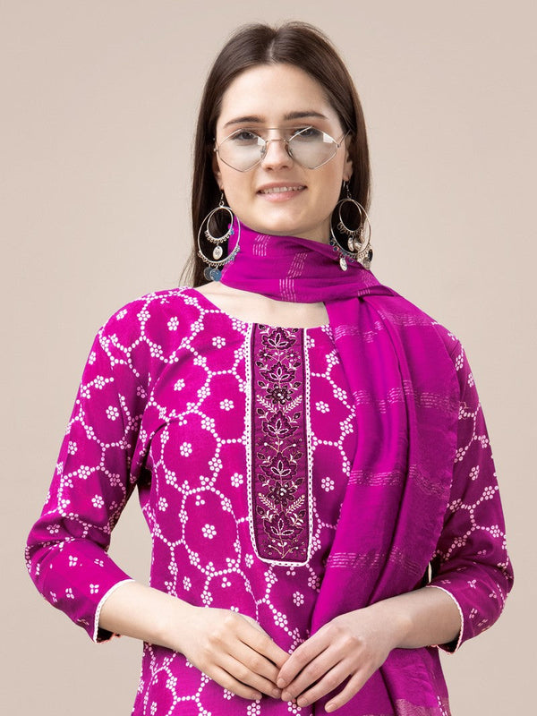 Divine Pink Color Rayon Fabric Casual Suit