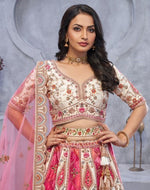 Lovely Pink Color Organza Fabric Party Wear Lehenga