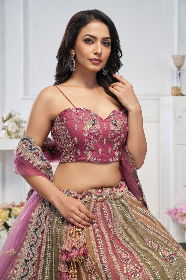 Lovely Multi Color Net Fabric Party Wear Lehenga