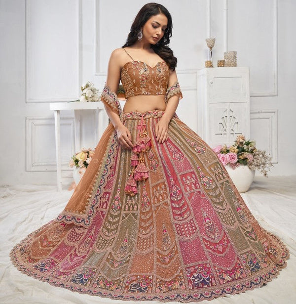 Lovely Multi Color Net Fabric Party Wear Lehenga