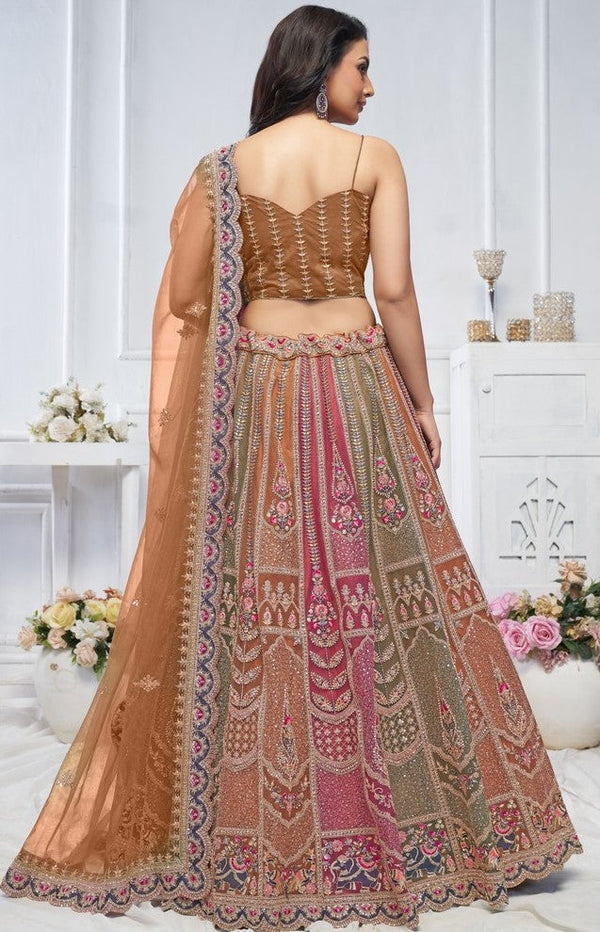 Lovely Multi Color Net Fabric Party Wear Lehenga