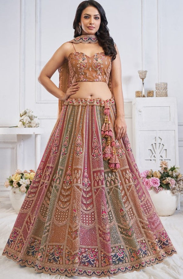 Lovely Multi Color Net Fabric Party Wear Lehenga