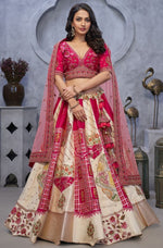 Lovely Cream Color Organza Fabric Party Wear Lehenga