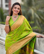 Beauteous Green Color Silk Fabric Partywear Saree