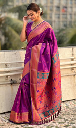 Beauteous Purple Color Silk Fabric Partywear Saree